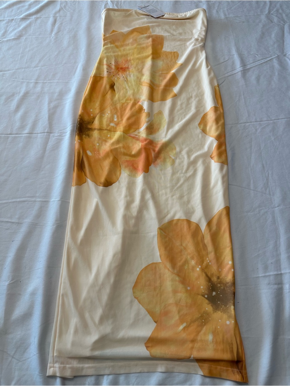 Cream Maxi Dress with Yellow Floral Print
